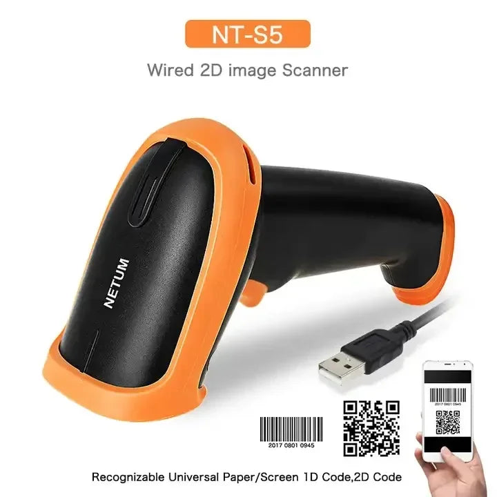 2D Barcode Reader Wired and Wireless Barcode Scanner Bluetooth Handheld Barcode Reader Support Mobile Phone IPad Data Matrix Leedoar