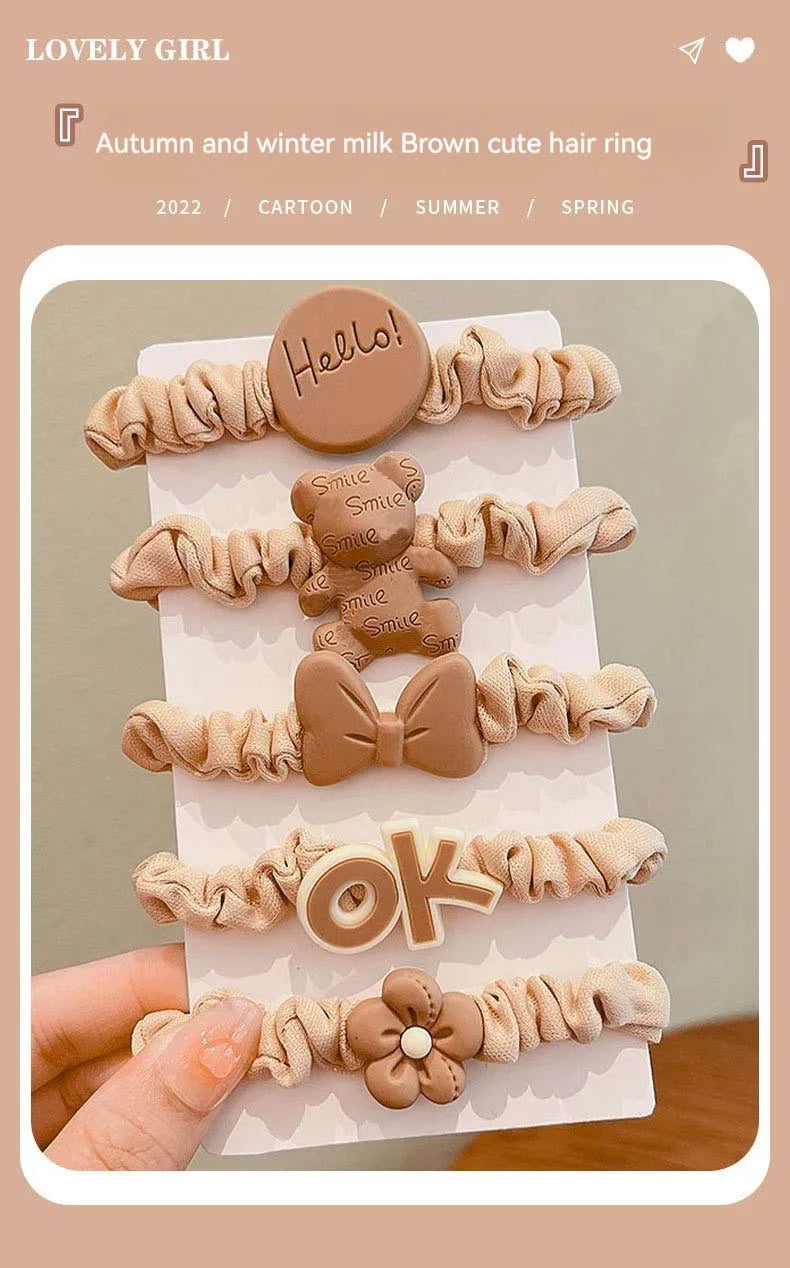 10 PCS Women's Hair Ring Set Hair Accessories High Elasticity Leather Band Simple Temperament High Ponytail Durability New Style Leedoar