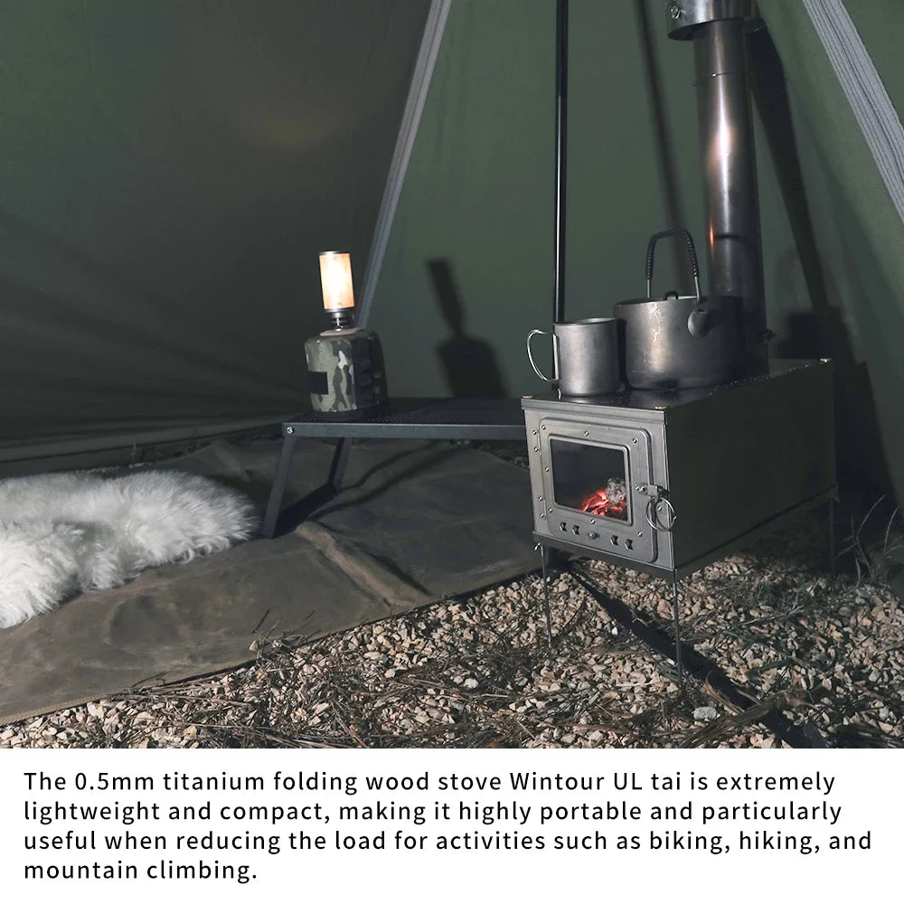 Foldable titanium wood-burning stove lightweight compact durable portable folding wood burning outdoor camping hiking bushcraft Leedoar