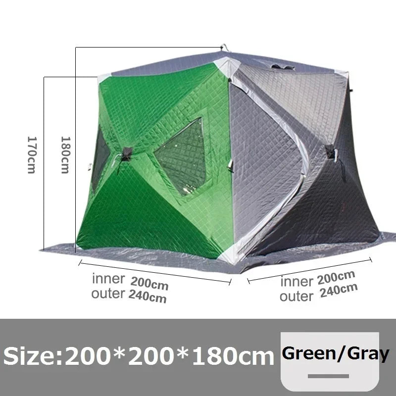 New Outdoor Winterized Tent Upgraded Thicken Ice Fishing Shelter Waterproof Cotton Tent Easy Set-up Winter Fishing Camping Tent Leedoar