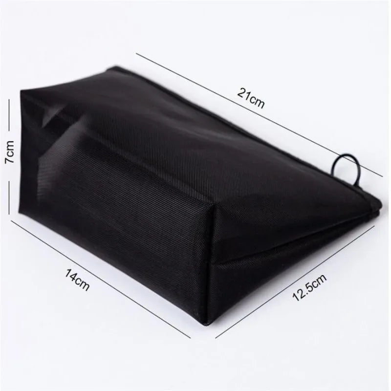 1Pcs Black Women Men Necessary Cosmetic Bag Transparent Travel Organizer Fashion Large Small Black Toiletry Bags Makeup Pouch Leedoar