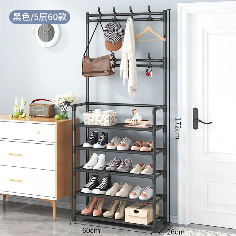 4/5 Layers Clothes Bags Rack Office Chairs Coat Racks Shelf Folding Wardrobe With Hanger Floor Shoe Storage Rack Entrance Hall Leedoar