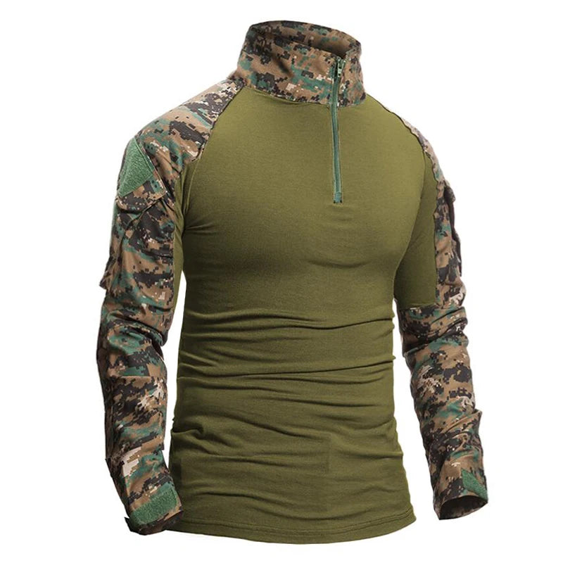 Men Outdoor Sport Hiking T-Shirts Combat Softair Military Army Multicam CP Camouflage Hunting Climbing Shirt Tactical Clothing Leedoar