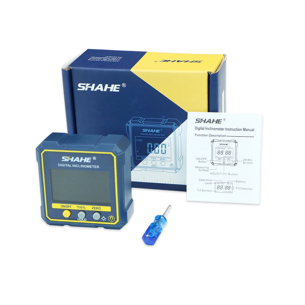 SHAHE Digital Angle Gauge Magnetic Protractor Inclinometer Level Angle Finder Angle Cube Level Box with Magnes and Backlight Leedoar