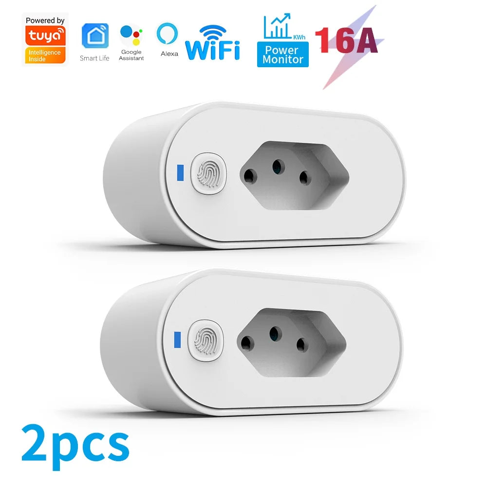 SIXWGH Tuya Wifi Socket Adaptador De Soquete Inteligente 16A Suporte Smart Life App control Alexa Google Home Controle vioce Leedoar