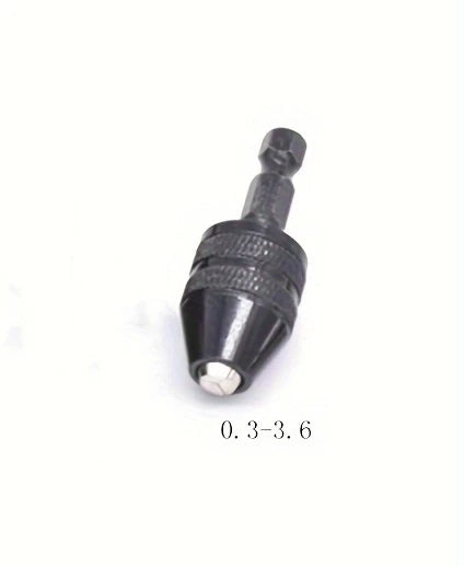 1pc Mini Keyless Drill Chuck, Self-Tightening, Electric Drill Bits, Collet Fixture Tools, Hex Shank, Quick Change Converter Leedoar