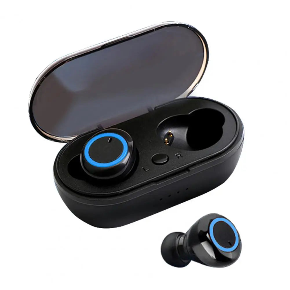 Bluetooth 5.0 Y50 Earphones Button Control Noise Cancelling Earphones with Charging Case Wireless Headphone Leedoar