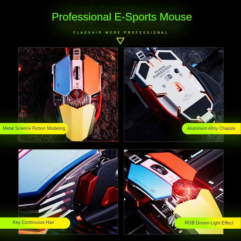 PG6 Computer Mouse USB Wired Gaming Mice RGB Silent Mouse 5500 DPI Mechanical Mouse With 9 Button For PC Laptop Pro Gamer Leedoar