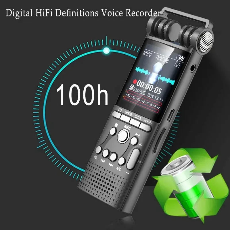 8GB/16GB/32GB Professional Voice Activated Digital Audio Recorder Usb Non-stop 100hr Recording Pcm 1536kbps External Microphone Leedoar