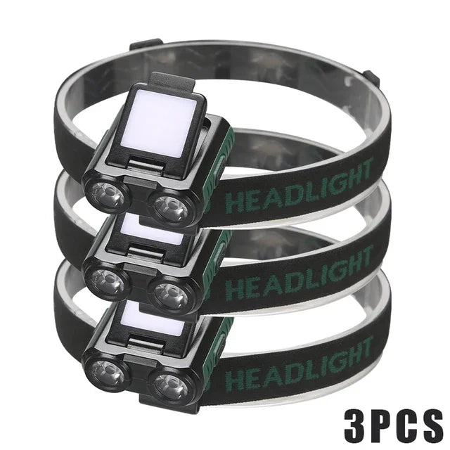 Sensor COB LED Headlamp Cap Clip Light USB Rechargeable Head Flashlight Built-in Battery Headlight Led Head for Fishing Camping Leedoar