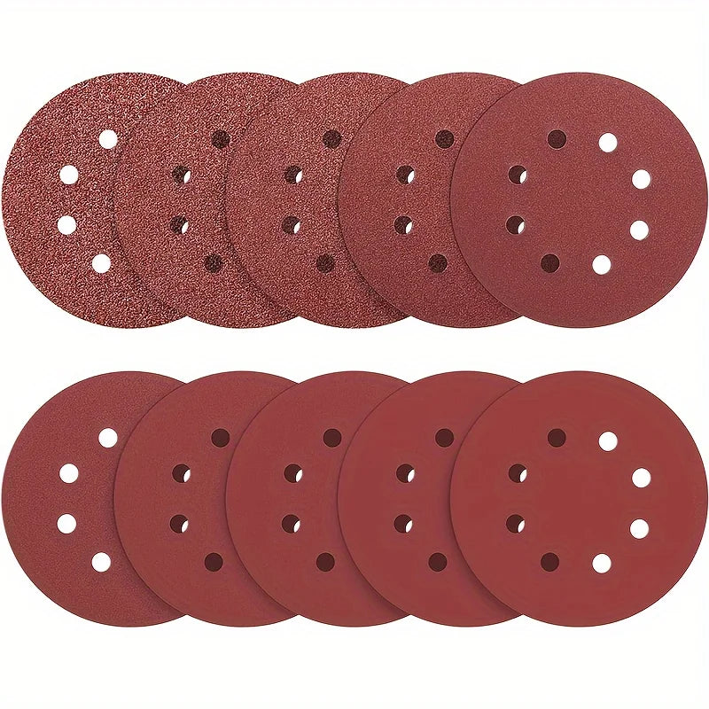 10pcs 5-inch (Approximately 5.0 Inch) Shole Hook Ring Sandpaper Set, Cianding Disc, 120 Grit 8- Leedoar