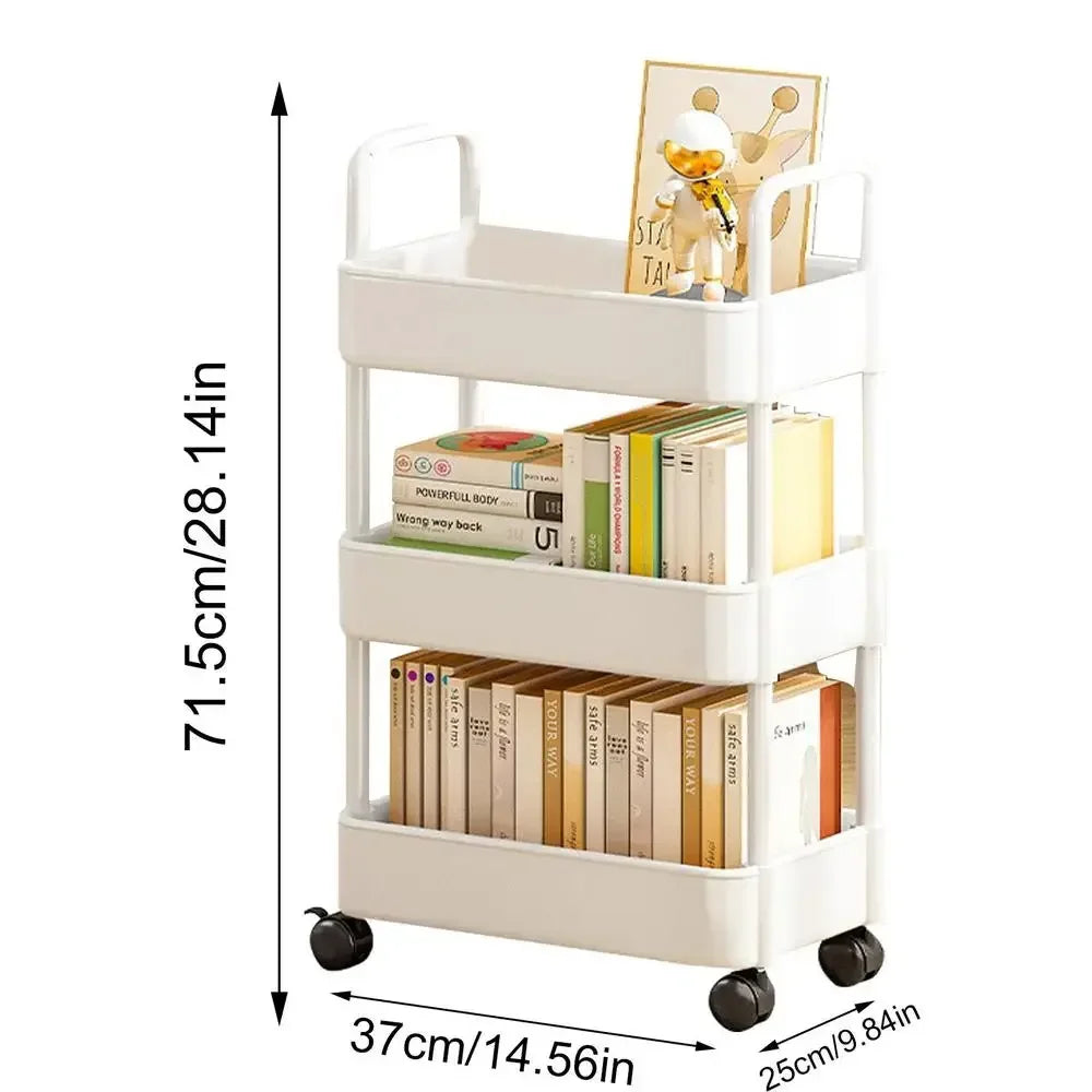 Corner Display Bookcases Movable Organizer Mobile Storage Rack Bookshelf Snacks Storage Rack With Wheels Household Accessories Leedoar