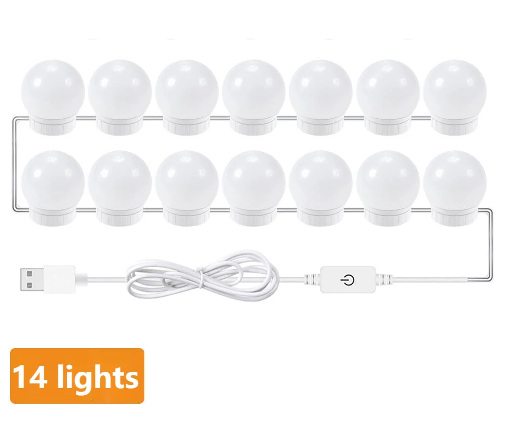 LED Makeup Mirror Light Bulb Mirror Fill Light Dressing Table Rotary Thread Collection Touch Three Color Temperature Leedoar