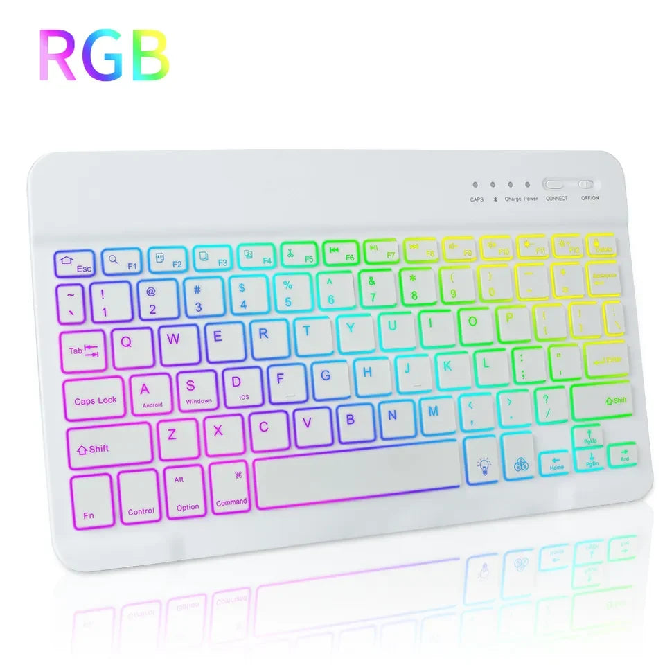 RGB BT Keyboard and Mouse Combo Rechargeable Wireless Blue-tooth Keyboard Mouse Russian Spanish Backlight Keyboard and Mouse Set Leedoar
