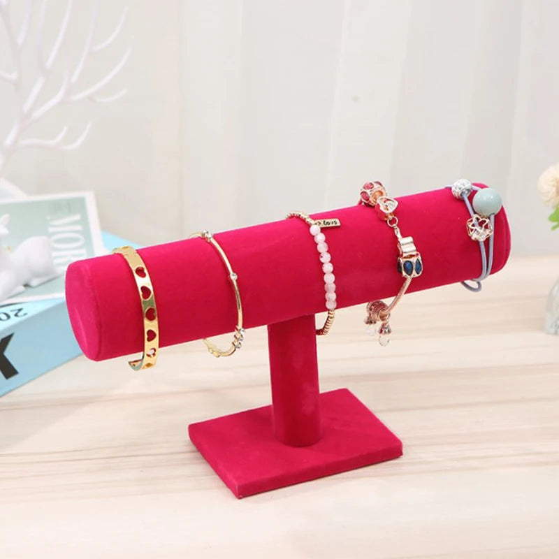 Single Tier Velvet Bracelet Chain Watch T-Bar Rack Jewelry Hard Display Stand Holder Jewelry Organizer High Qualitydisplay Stand Leedoar