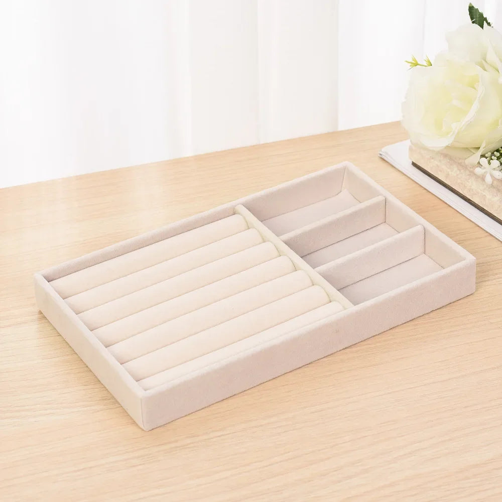Soft Velvet Stackable Jewelry Tray Case Jewelry Display Storage Box Portable Ring Earrings Necklace Organizer Box Jewelry Holder Leedoar