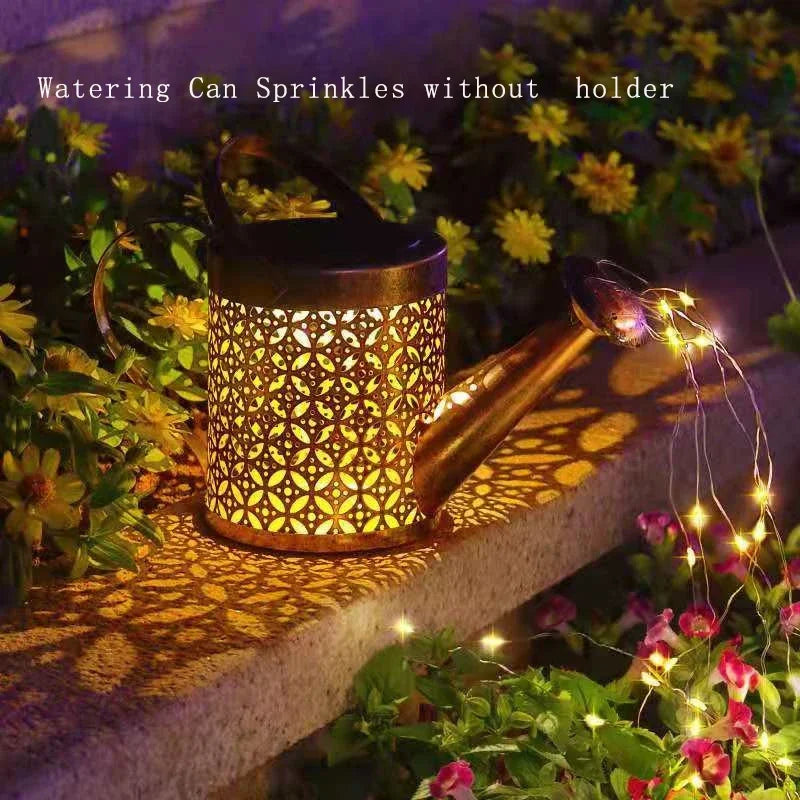Solar Powered Watering Can Sprinkles Fairy Waterproof Shower Art LED Light Lantern Outdoor Lawn Courtyard Garden Decoration Lamp Leedoar