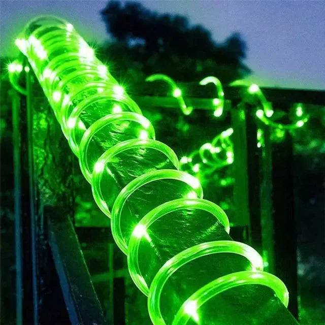 Solar Rope Lights Solar LED Light Path Deck Outdoor Garden Solar String Lights Waterproof Outdoor Lighting Strips 8 Light Modes Leedoar