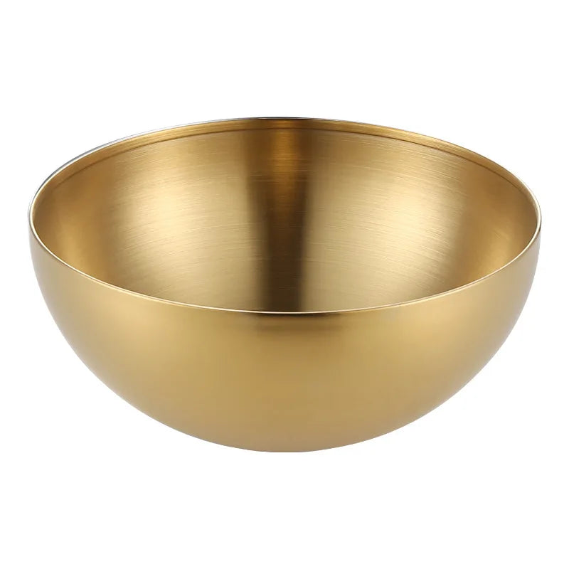Stainless Steel Gold And Silver Salad Bowl Rice Noodles Lamian Noodles Bowl Kitchen Tableware Food Container Leedoar