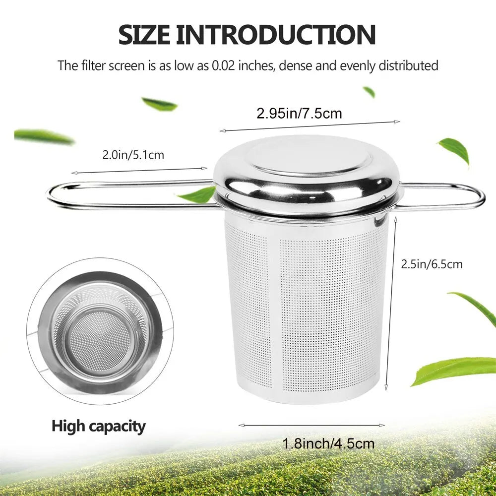 Stainless Steel Mesh Tea Infuser with Lid Reusable Cup Strainer Loose Leaf Spice Filter for Teapots Mugs Cup to Steep Tea Coffee Leedoar