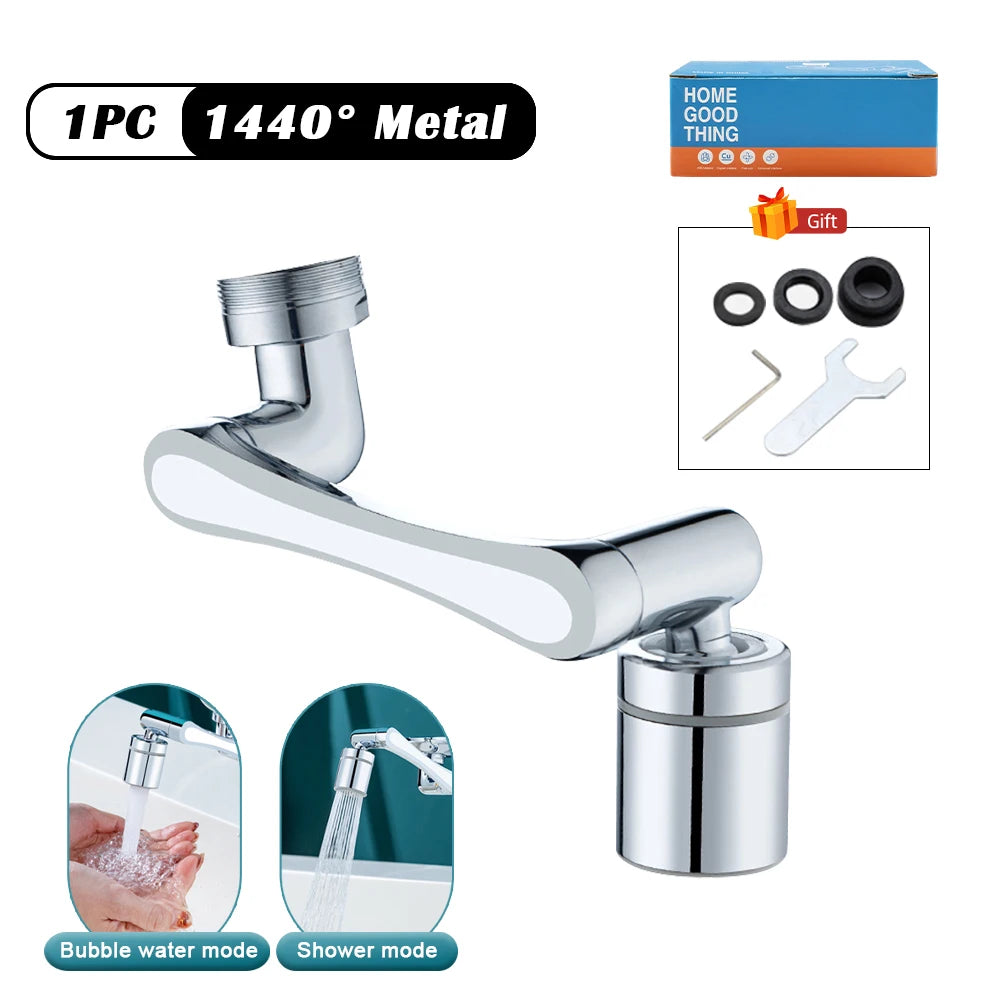 Stainless steel Universal 1440 °Swivel Robotic Arm Swivel Extension Faucet Aerator Kitchen Sink Faucet Extender 2Water Flow Mode Leedoar