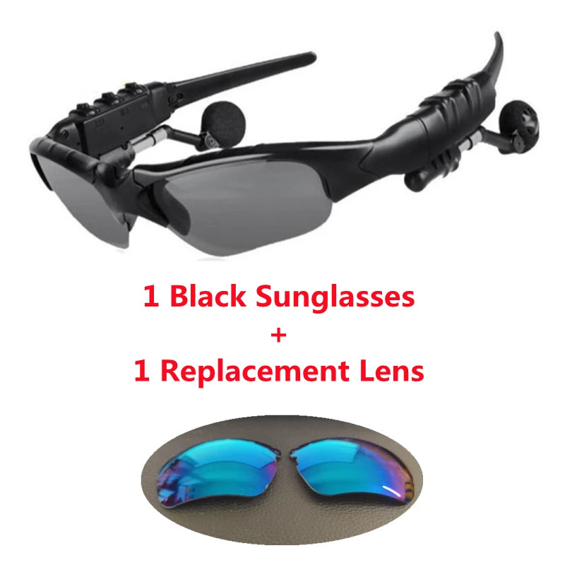 Stereo Earphones Wireless Headset with Mic Polarized Glasses Sunglasses for Driving Cycling Sports Noise Reduction Headphones Leedoar