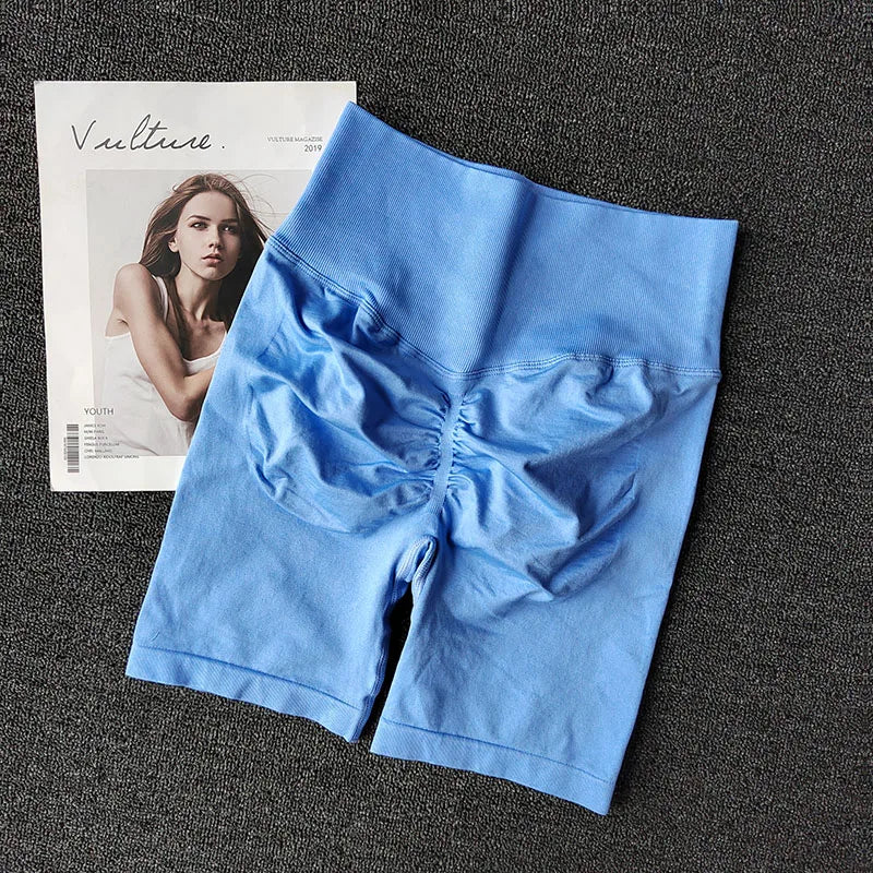 Summer Seamless Yoga Shorts High Waist Workout Shorts Women Sexy Booty Tummy Control Gym Leggings Breathable Running Shorts Leedoar