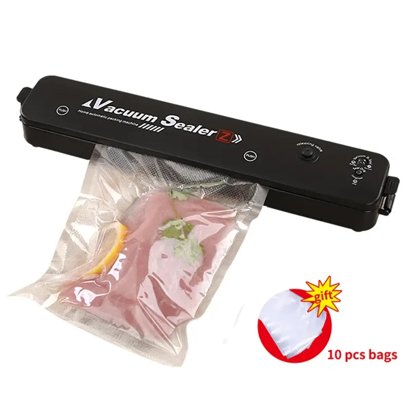 TINTON LIFE 220V/110V Vacuum Sealer Packaging Machine with Free 10pcs Vacuum Bags Household Black Food Vacuum Sealer Leedoar