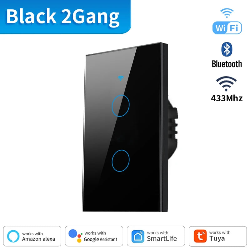 TNCE Tuya US WiFi+Bluetooth Smart Wall Switch 1/2/3/4 Gang Wire Touch Sensor LED Light Switches Smart Home Alexa Google Home Leedoar