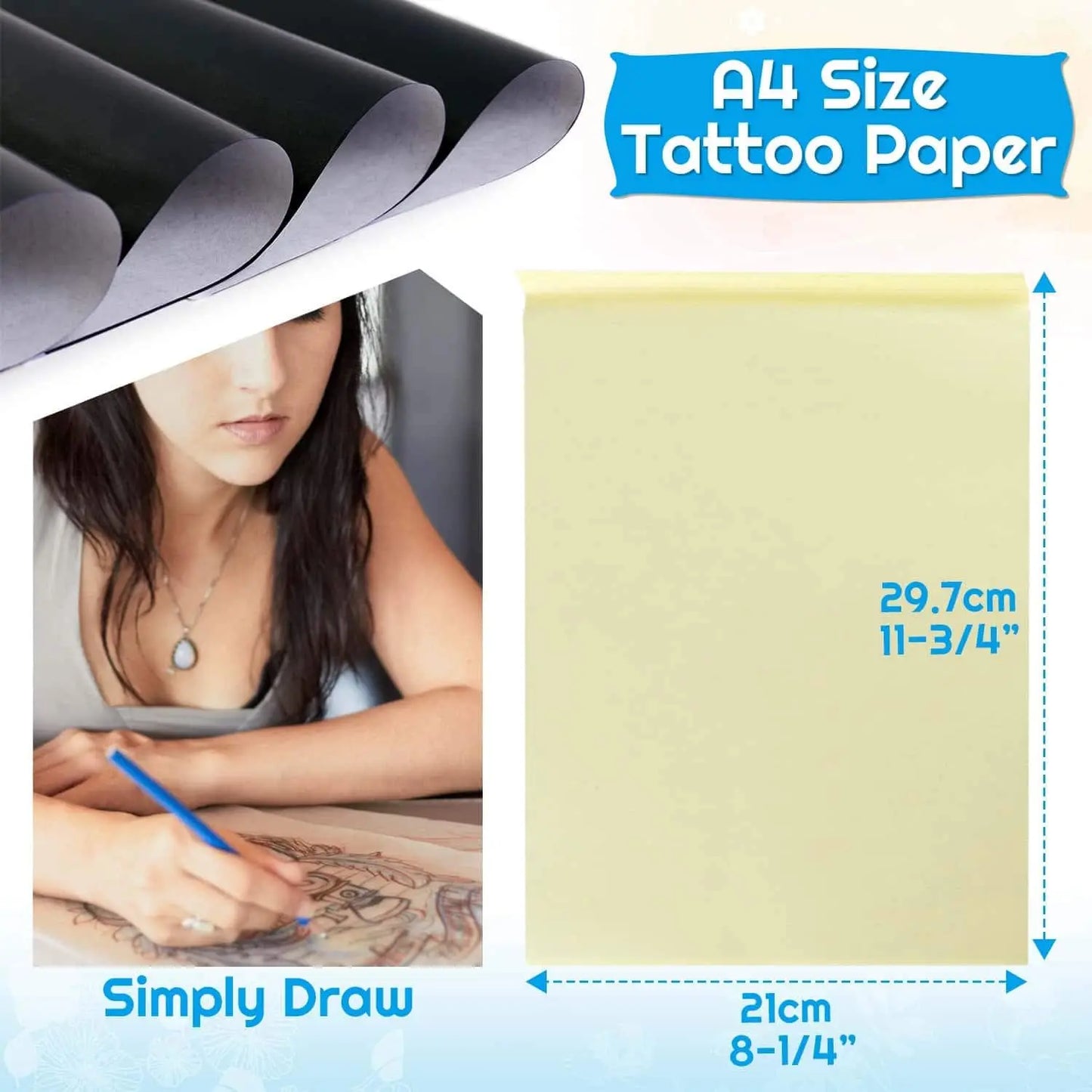 Tattoo Transfer Paper, Cridoz 10 Sheets Stencil Transfer Paper for Tattooing, A4 Size Audab Stencil Paper , 8 1/4" X 11 3/4" Leedoar