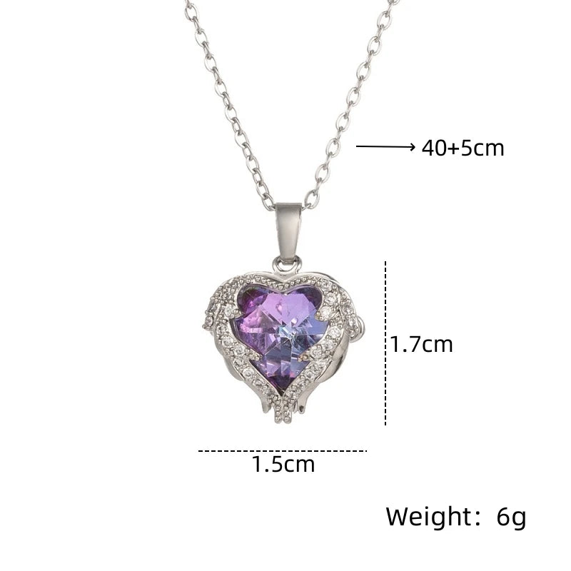 Trendy Heart Stainless Steel Cubic Zirconia Necklaces For Women Men Gold Color Metal Crystal Necklace Party Everyday Jewelry Leedoar
