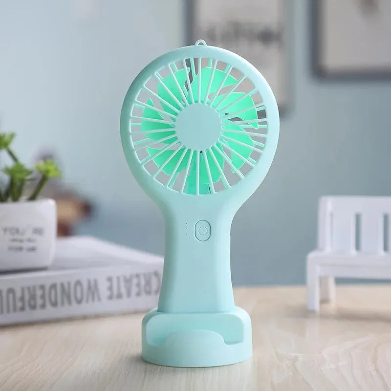 USB Charging PortableCreative Mini Handheld Small Fan 3 Speed High Wind Desktop Office Travel Pocket Fan Student Quiet Chroma Leedoar