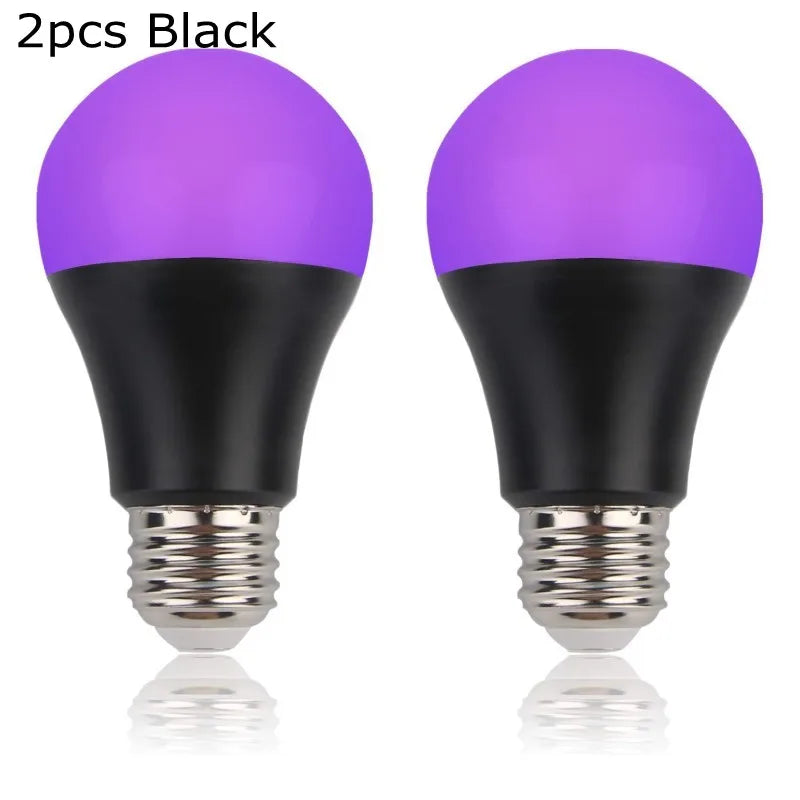 UV Led Lamp 9W E27 Led Black Light Bulb UV Level 395nm UV Light Party Body Paint Fluorescent Led Lights For Disco Party Bar 2pcs Leedoar