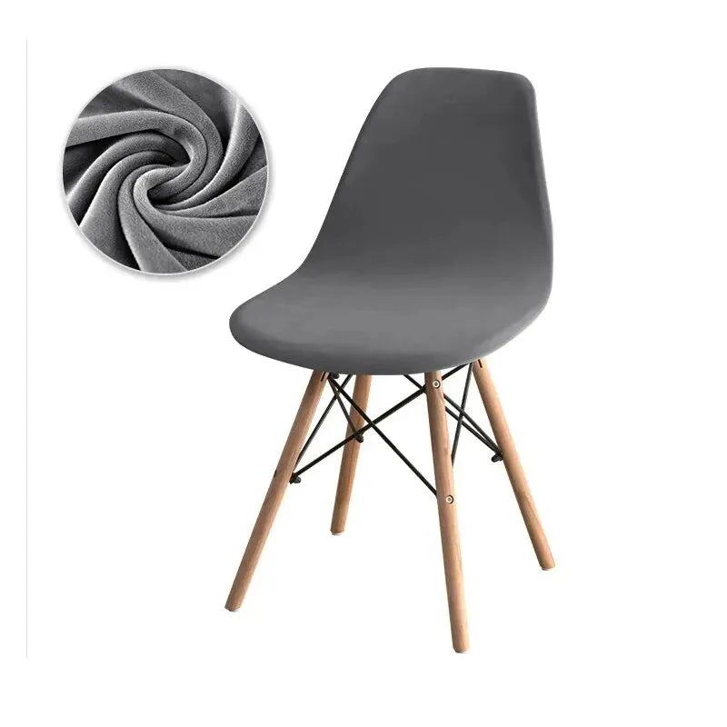 Velvet Shell Chair Cover Solid Color Stretch Armless Chair Covers Elastic Dining Seat Cover Home Hotel Party Banquet Wedding Leedoar