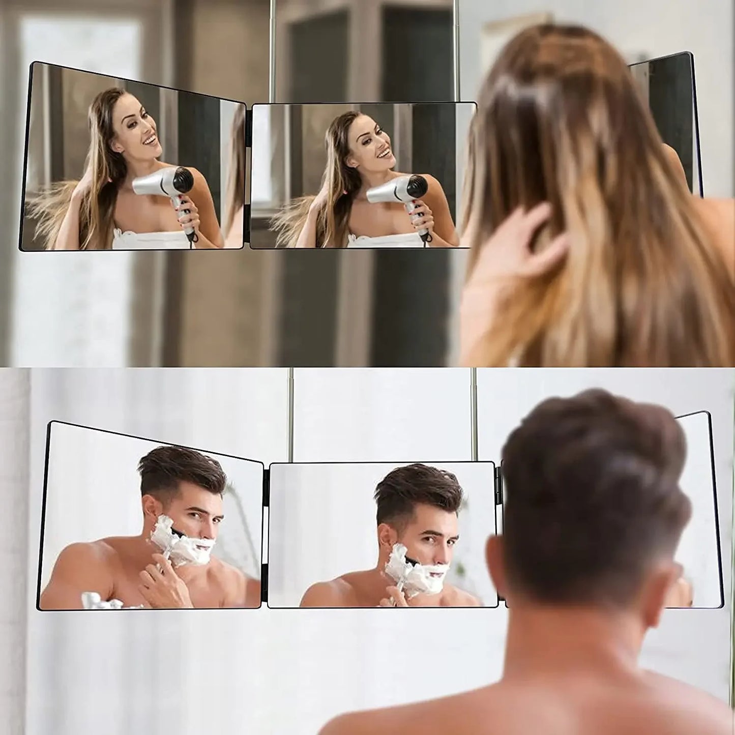 White Retractable Adjustable Hanging Three Mirrors Makeup Folding Three Mirrors Three Fold Mirror Spot Portable Cosmetic Leedoar