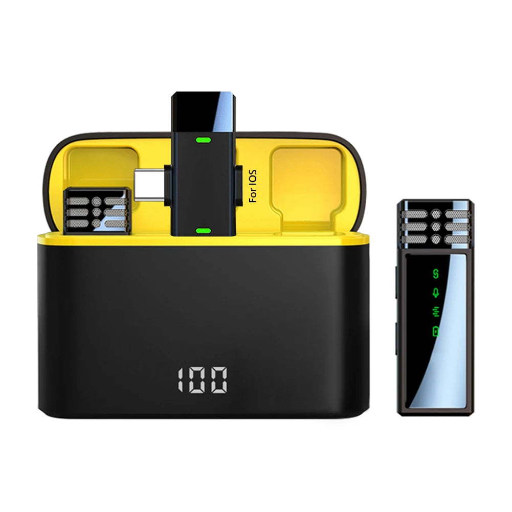 Wireless Lapel Microphone for Cell Phone Portable Dual-Core 2.4G Lavalier Mic for iPhone Android Streaming Audio Recording Live Leedoar