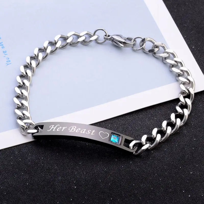 Women Silver Color Lucky Bracelet Female Blue Crystal Heart Charm Pulseras Bracelet Bridal Wedding Engagement Fine Jewelry Gift Leedoar