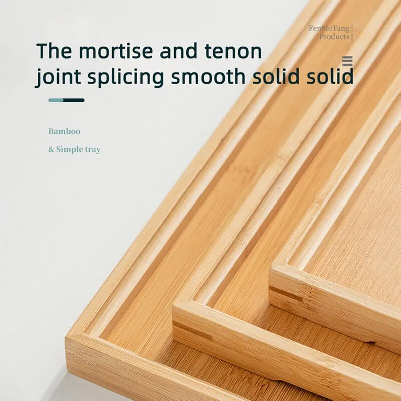 Wooden Tray High-value Rectangular Solid Wood Tea Fruit Snack Tray Desktop Storage Tools Homehold Restaurant Utility Wooden Tray Leedoar