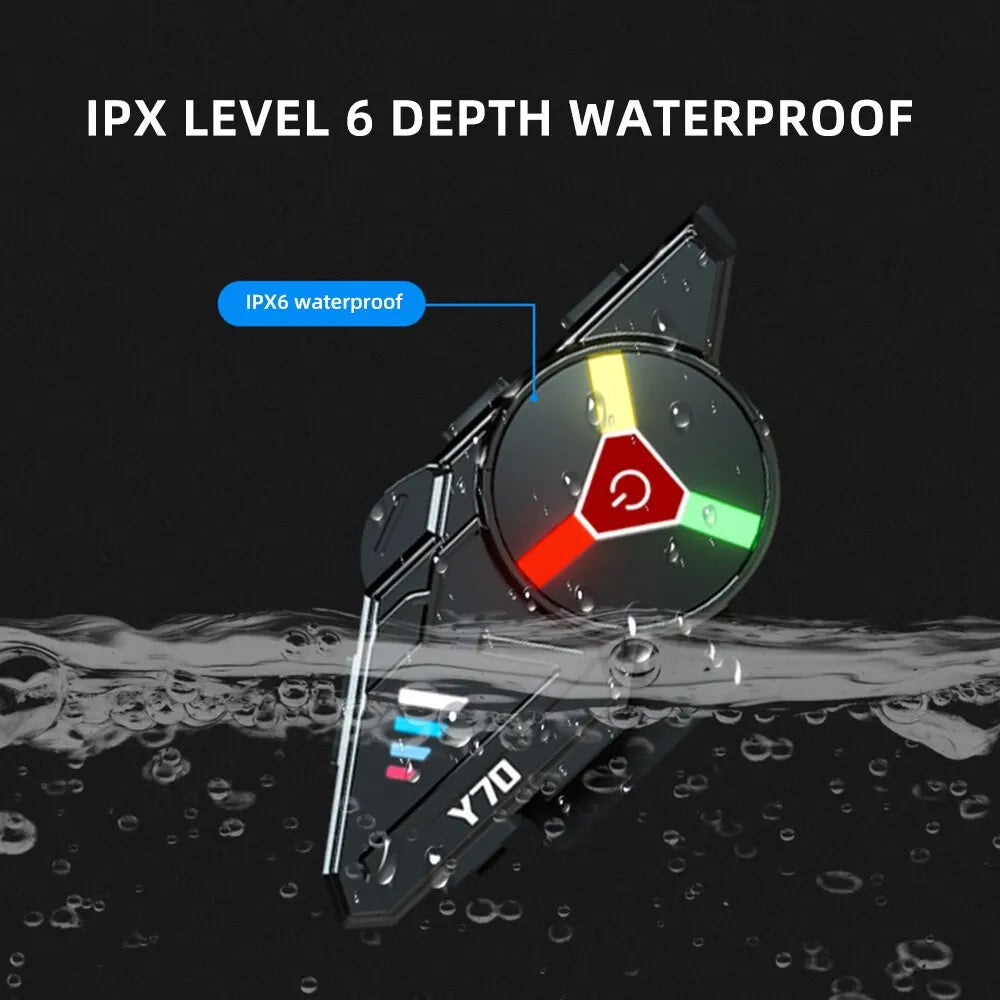 Y70 V5.3 RGB Colorful Lights Motorcycle Bluetooth Helmet Headset Earphone IPX6 Waterproof Support Connecting 2 Phones Same Time Leedoar