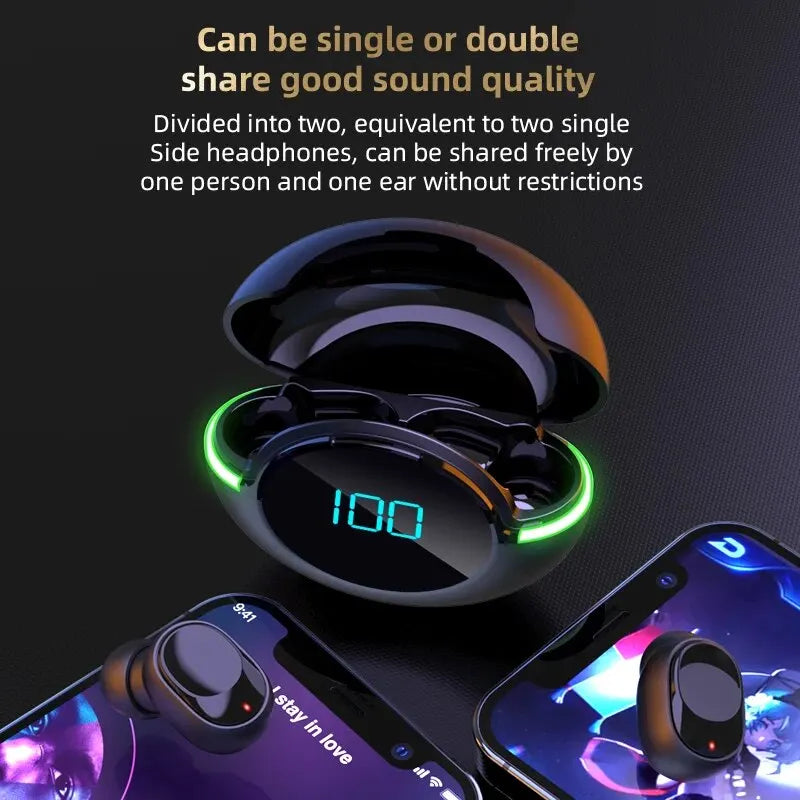 Y80 Comes With Digital Ambient Light WTS Bluetooth 5.1 Bluetooth Earphones Sports And Fashion Wireless Earphones Leedoar
