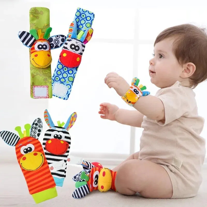 Sonajeros para bebés de 0 a 12 meses, calcetines con forma de animal, correa para la muñeca y sonajero, calcetines para pies de bebé, correa para la muñeca con forma de insecto, calcetines para niños pequeños, juguetes para chupetes 