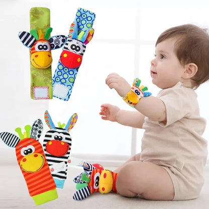 0-12 Months Baby Rattles Toys Animal Socks Wrist Strap +Rattle Baby Foot Socks Bug Wrist Strap Toddler Socks Pacifier Toys Leedoar