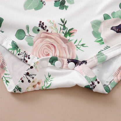 Conjunto de 3 piezas de ropa para niña recién nacida de 0 a 12 meses, camiseta de manga larga con estampado floral, falda con tirantes y tocado, atuendo diario de moda para primavera y otoño 