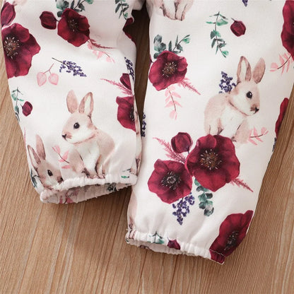 Conjunto de 3 piezas de ropa para niña recién nacida de 0 a 24 meses, mono de manga larga, pantalones con tirantes de flores y diadema, bonito atuendo de primavera y otoño 