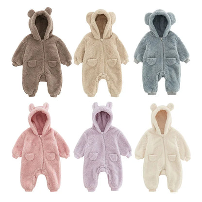 0-2Y Newborn Baby Rompers Spring Autumn Warm Fleece Baby Boys Costume Baby Girls Clothing Animal Overall Baby Outwear Jumpsuits Leedoar