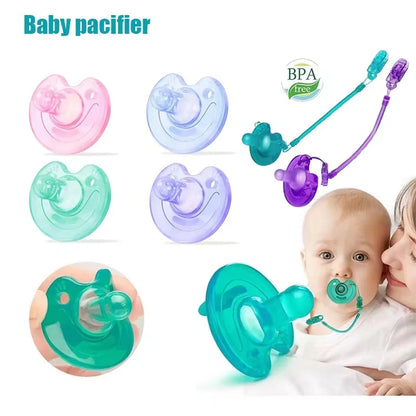 0-3 Years Silicone Round Pacifier Anti-Buck Teeth Teether Pacifier Chain Newborn Birthday Gift Bisphenol A Free