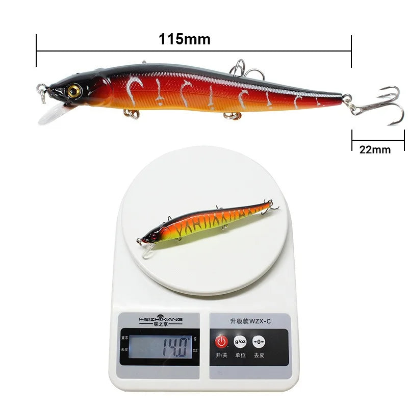 1/10 Pcs Isca De Pesca 11,5 cm/14g Minnow Crankbait Wobblers 3D Olhos Perch Isca Artificial Pike Carp Isca Swim Bait Pesca Pesca 