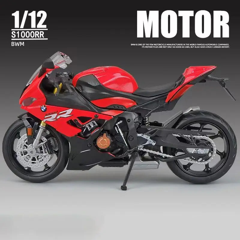 1/12 BMW S1000RR Motorcycle Toy 1:12 RMZ City Diecast Metal Racing Model Super Sport Miniature Collection Gift For Boy Children Leedoar