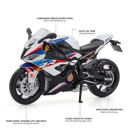 1/12 BMW S1000RR Motorcycle Toy 1:12 RMZ City Diecast Metal Racing Model Super Sport Miniature Collection Gift For Boy Children Leedoar