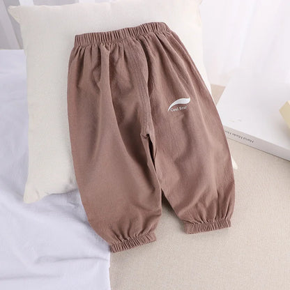 1 2 3 4 5  Years New Children's Anit-mosquito Pants Summer Baby Air Conditioning Bloomers Boys and Girls Cotton and Linen Pants Leedoar